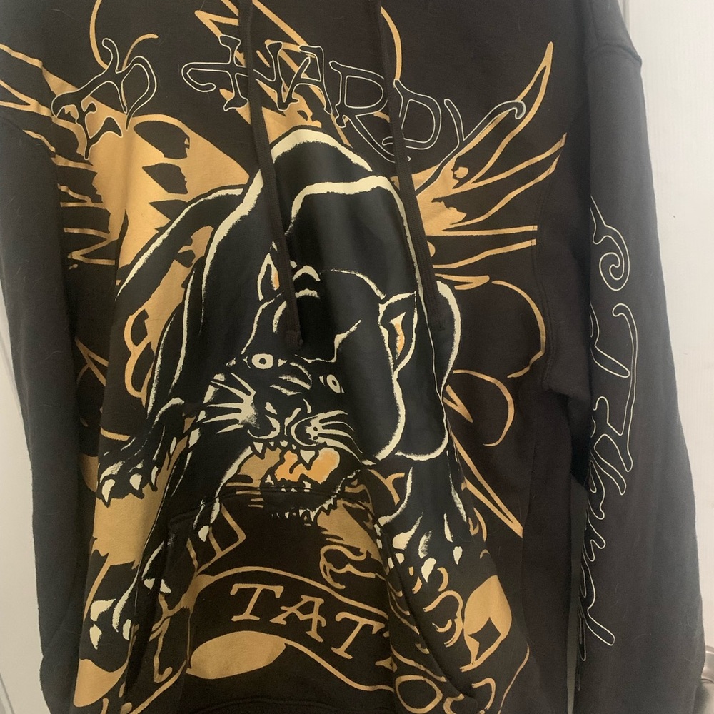 Ed Hardy Men's Sweater in Black and Gold